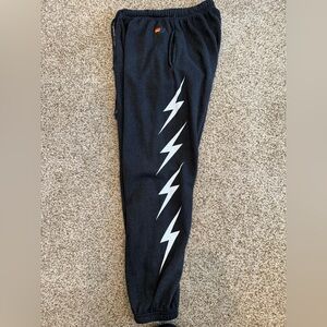 Aviator Nation Black Sweatpants with Lightning Bolt Accents